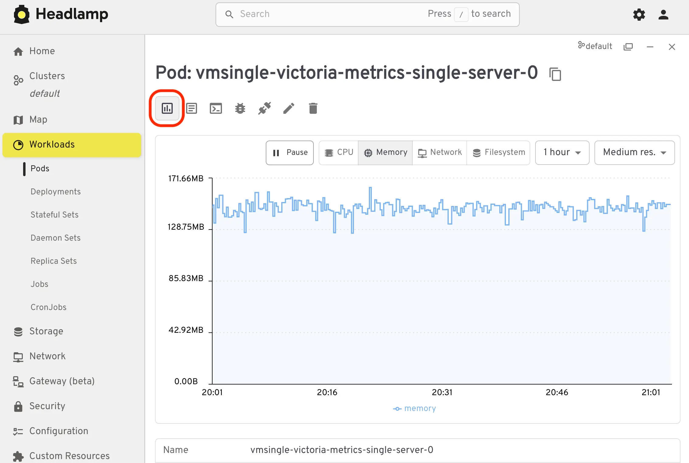 Screenshot of Headlamp UI
