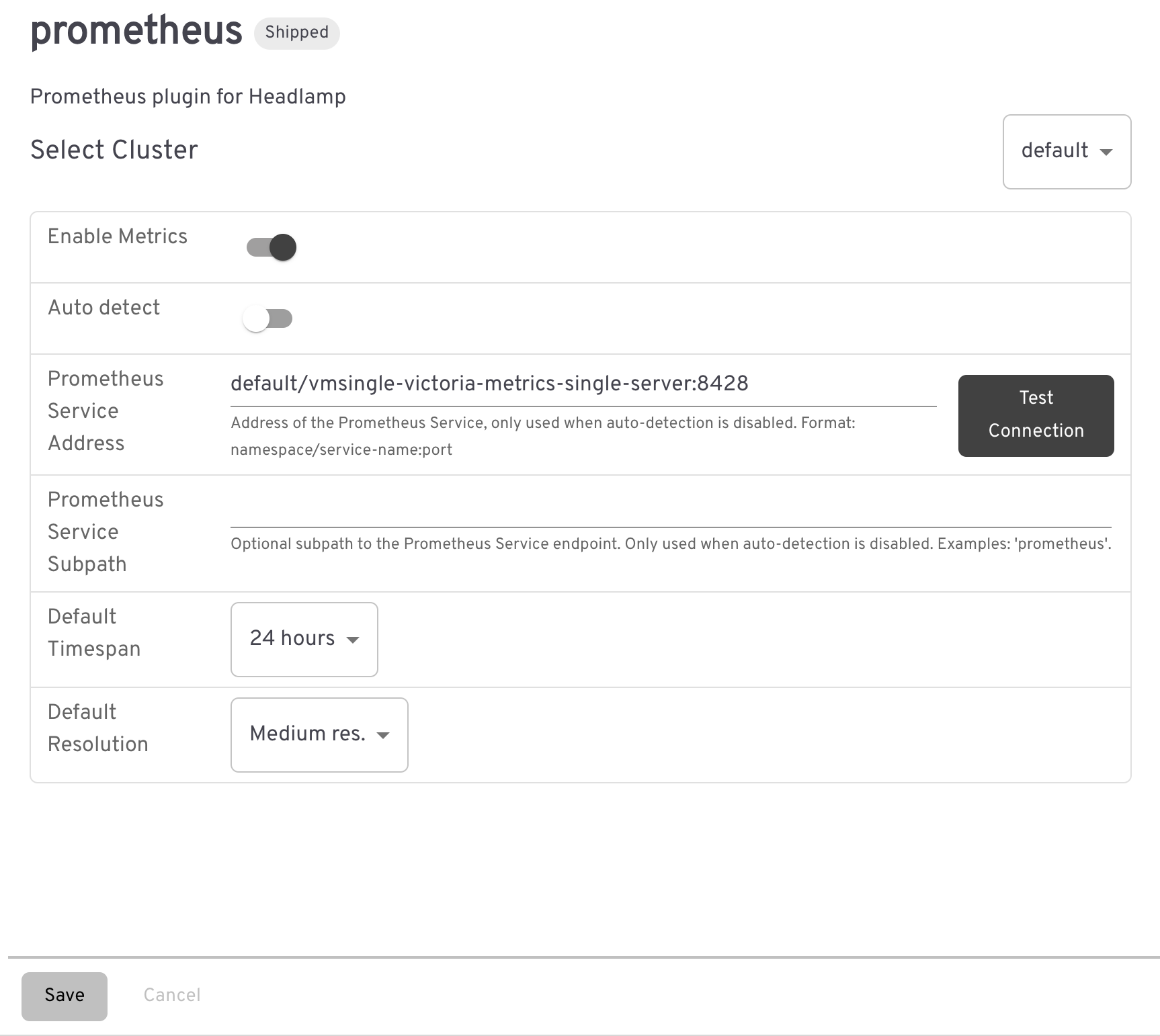 Screenshot of Prometheus Plugin