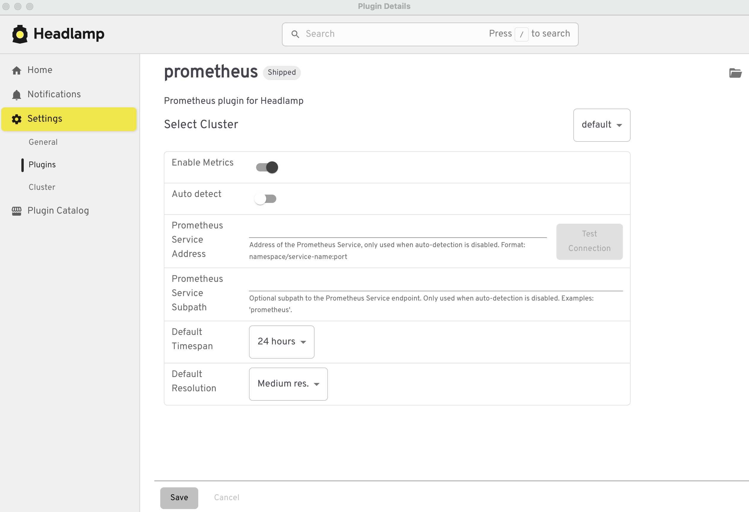 Screenshot of Headlamp UI