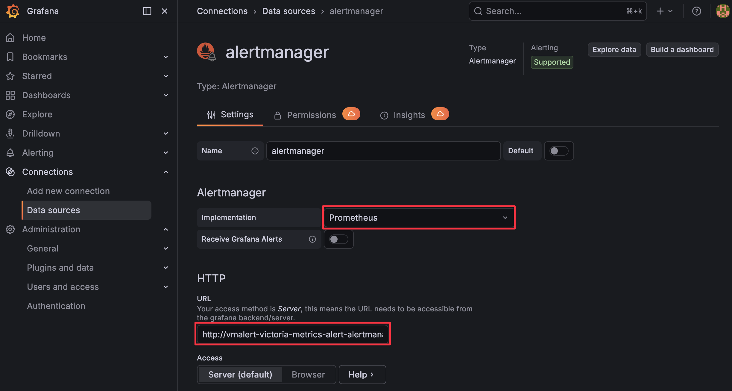 Screenshot of Grafana