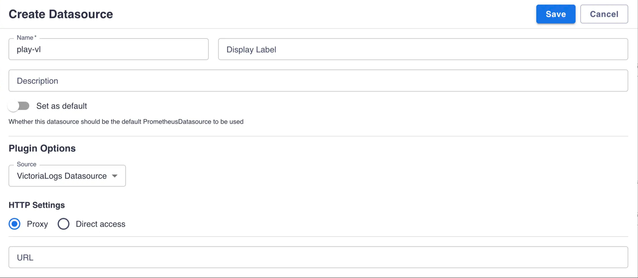 VictoriaLogs datasource plugin configration