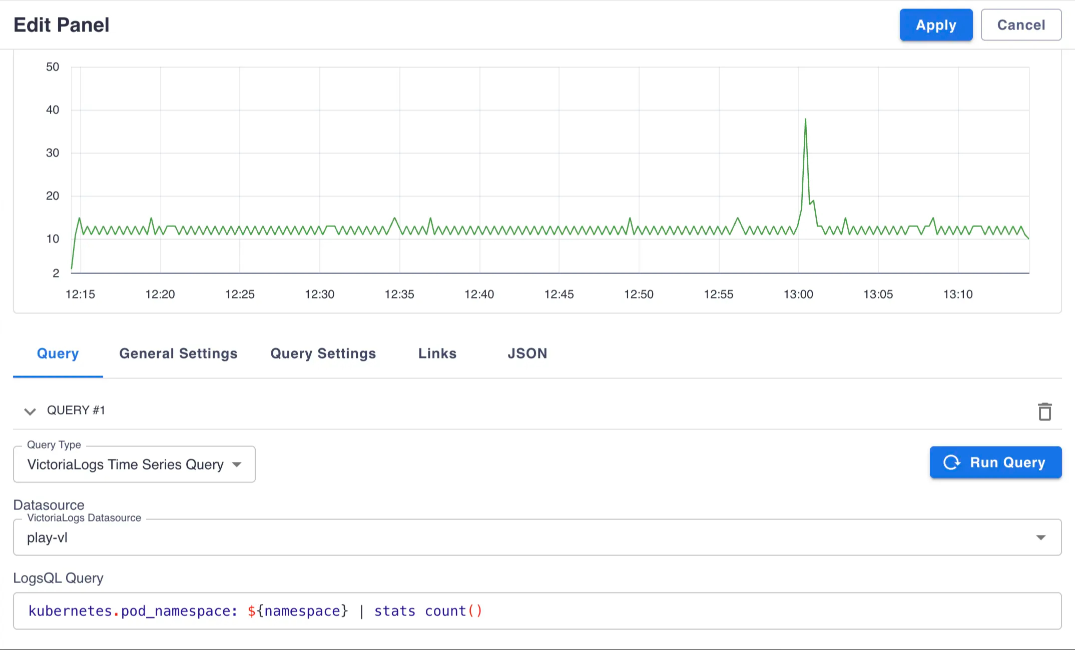 Build Time Series panel using VictoriaLogs plugin